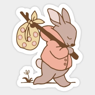 Little cute rabbit walks away from home - on a baby onzie or sweatshirt Sticker